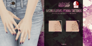 #adored rising lotus henna hand tattoo ad